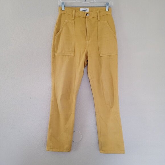 Reformation Jeans Womens Taylor Pant Straight Size 25 Yellow Dijon High Rise - Picture 1 of 9